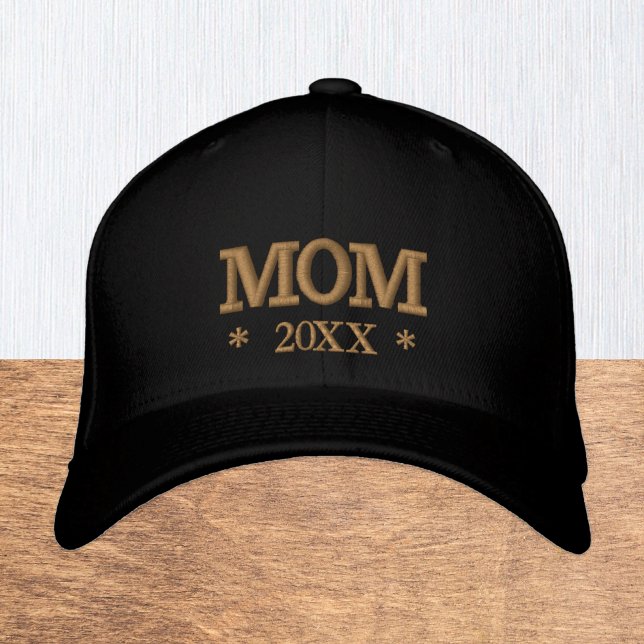 Casquette Brodée MOM 20XX embroidered baseball cap gold / white (Mom Hat / New Mom since 20xx baseball cap)