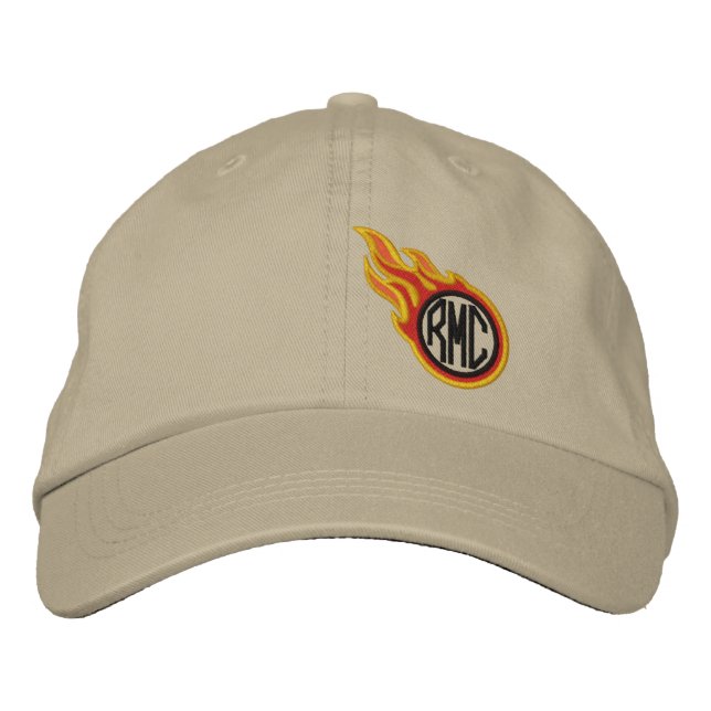 Casquette Brodée Monogramme de balle Flames de course personnalisée (Devant)