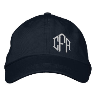 Casquette Brodée Monogramme de police de bloc blanc bleu marine