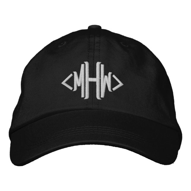 Casquette Brodée monogramme personnalisé noir (Devant)