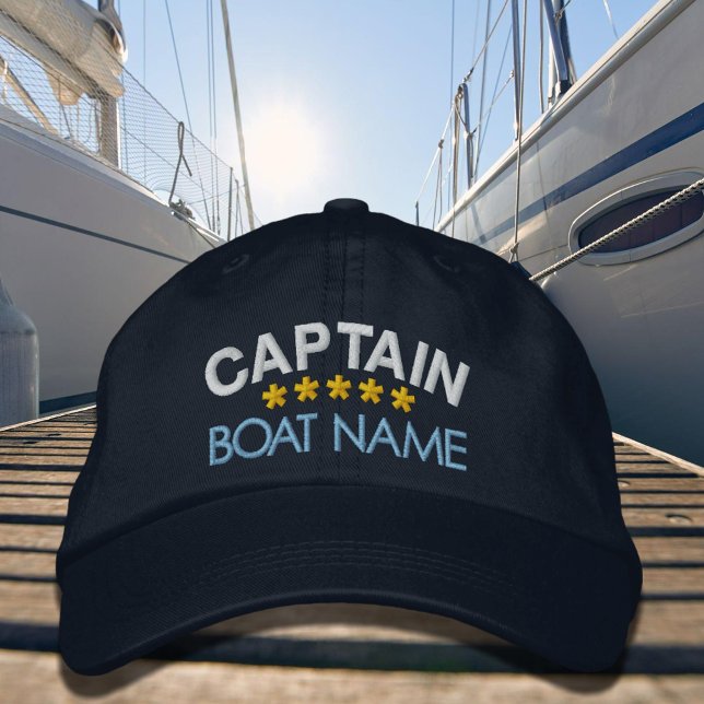 Casquette Brodée Nautical Captain Your Boat Name Personalized Cap  (Créateur téléchargé)