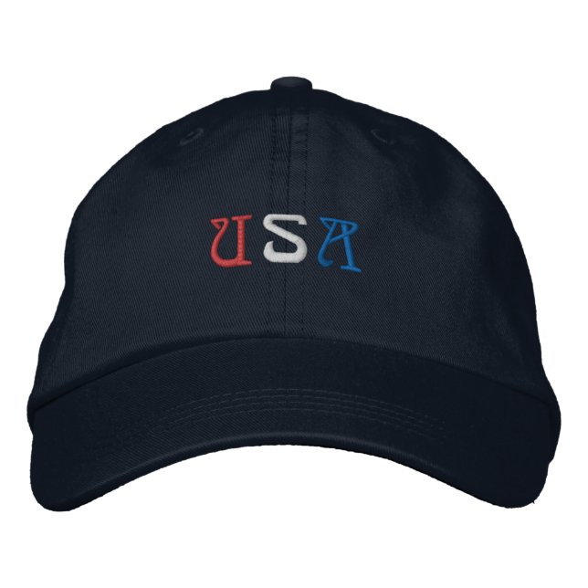 Casquette Brodée Navy USA Réglable de Base (Devant)