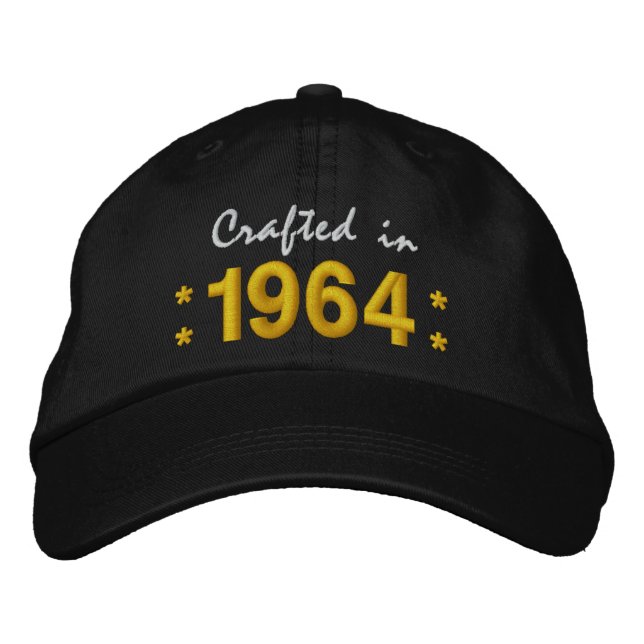 Casquette Brodée Né en 1964 ou toute année 50e anniversaire V03 NOI (Devant)
