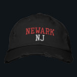 Casquette Brodée NEWARK NJ Rouge et blanc sur le Vintage noir<br><div class="desc">NEWARK NJ Broderie rouge et blanche sur casquette en coton vintage noir. La broderie est personnalisable à d'autres choix de couleurs en sélectionnant le bouton "Modifier la conception" de l'outil. Vous pouvez également choisir la couleur du casquette sur la page principale de l'article.</div>