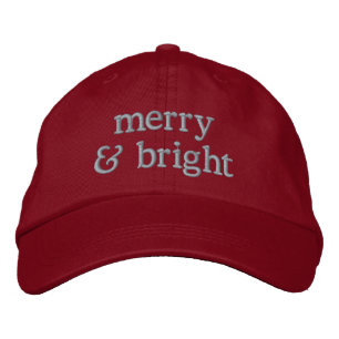 Casquette Brodée Noël Rétro Rose Rouge Joyeux Lumineux Chic Personn