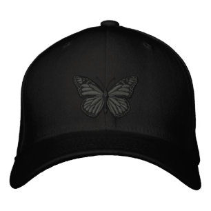 Casquette Brodée Noir sur le papillon Monarque Noir