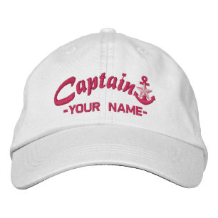 Casquette Brodée Nom de l'Ancre personnalisée Captain Star Fuchsia