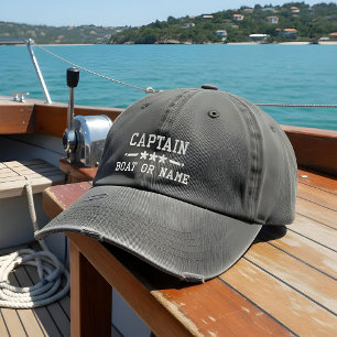 Casquette Brodée Nom du bateau Capitaine Étoiles nautiques
