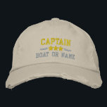 Casquette Brodée Nom du bateau Capitaine Stars nautiques Gold Silve<br><div class="desc">Voilier en style avec un casquette brodé personnalisé kaki avec votre grade de capitaine ou autre titre, votre nom ou nom de bateau et étoiles. Plusieurs couleurs de casquette et de fil à choisir. Fait un grand cadeau personnalisé pour la Fête des pères, la fête des mères ou toute occasion....</div>
