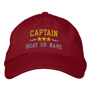 Casquette Brodée Nom du bateau Capitaine Stars nautiques Or Argent 