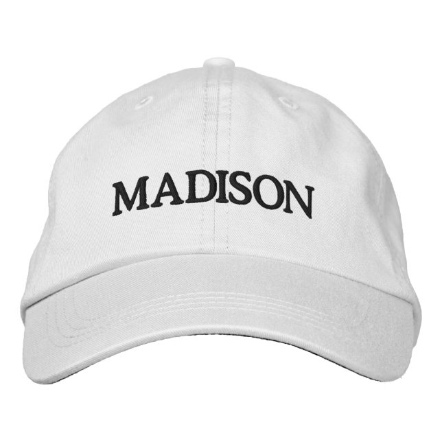 Casquette Brodée Nom personnalisé moderne texte noir blanc (Devant)