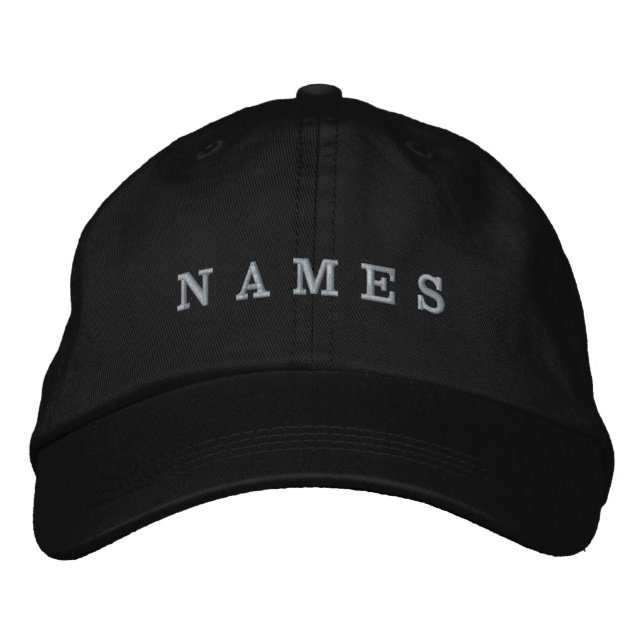 Casquette Brodée Nom personnalisé noir Simlpe (Devant)