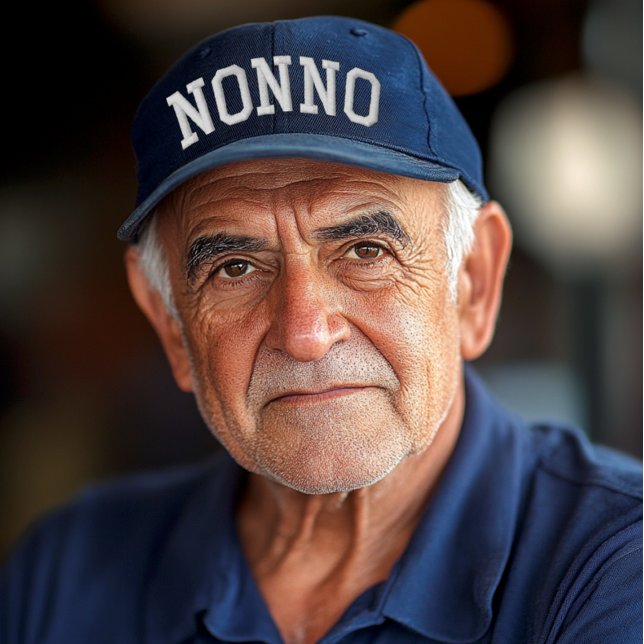 Casquette Brodée Nonno Athletic Arch (Nonno athletic arched embroidered text on navy baseball cap for Italian grandfather gift)