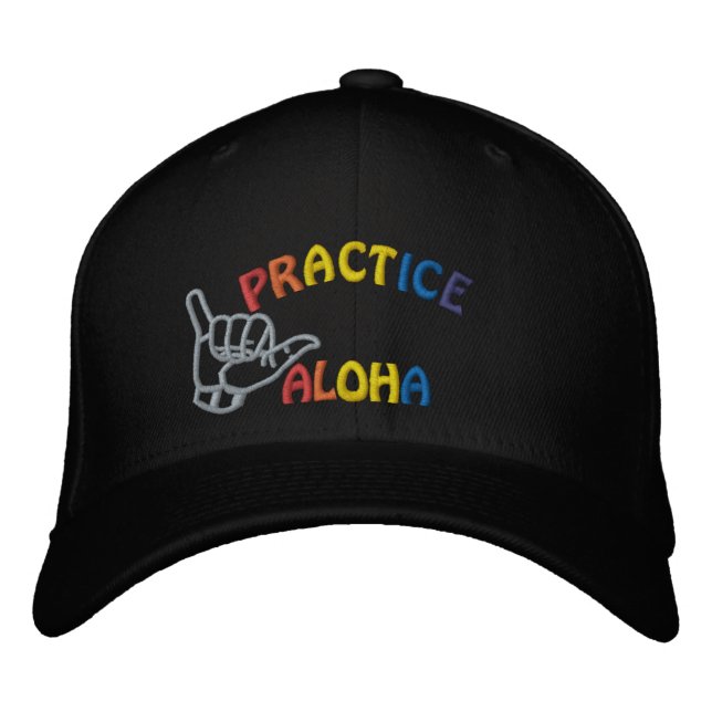 Casquette Brodée Oahu Pratiquer Aloha Shaka (Hang lâche) (Devant)