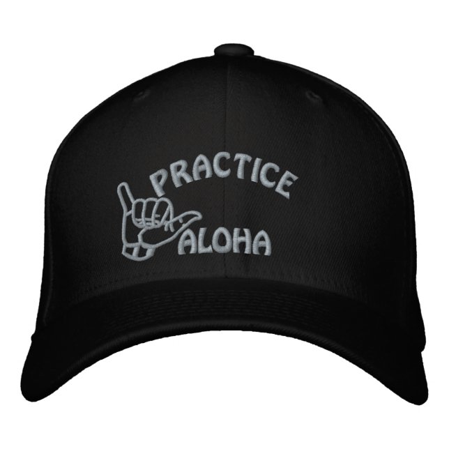 Casquette Brodée Oahu Pratiquer Aloha Shaka (Hang lâche) (Devant)