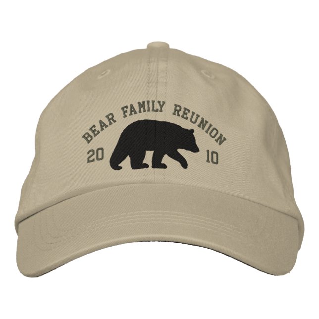 Casquette Brodée Ours noir avec texte personnalisable (Devant)
