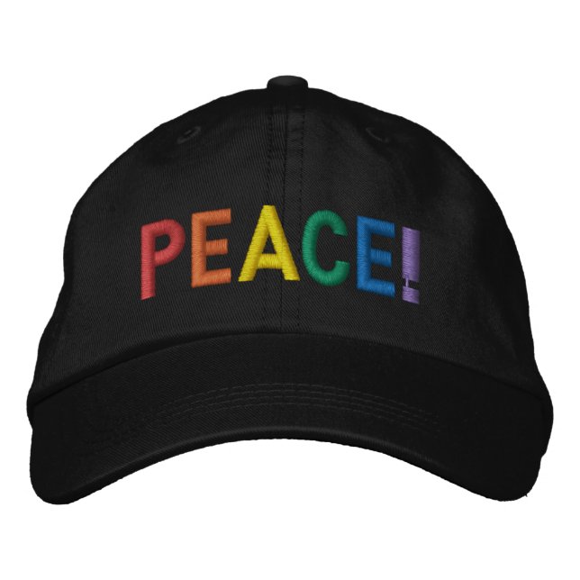 Casquette Brodée Paix couleurs arc-en-ciel typographie moderne (Devant)