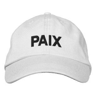 Casquette Brodée Paix paix en français blanc noir coutume moderne