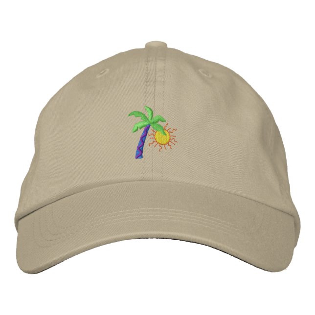 Casquette Brodée Palme avec soleil (Devant)