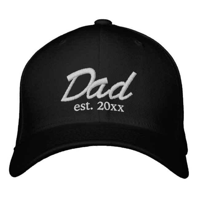 Casquette Brodée Papa Date d'établissement blanc noir script person (Devant)