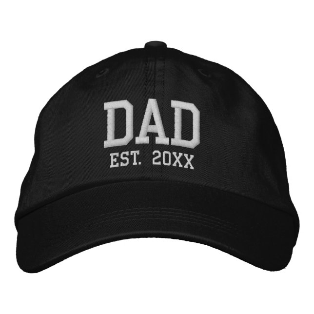 Casquette Brodée Papa Date établie noir blanc coutume athlétique (Devant)