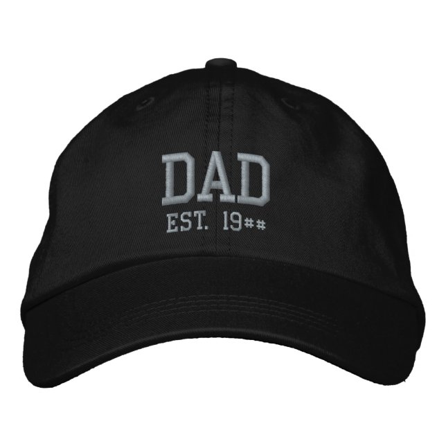 Casquette Brodée Papa Est. 19## Noir et gris (Devant)
