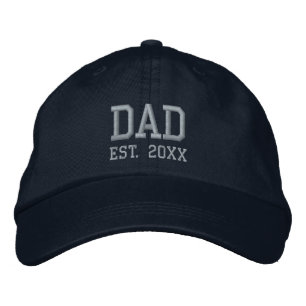 Casquette Brodée Papa Est. Modèle de texte bleu clair