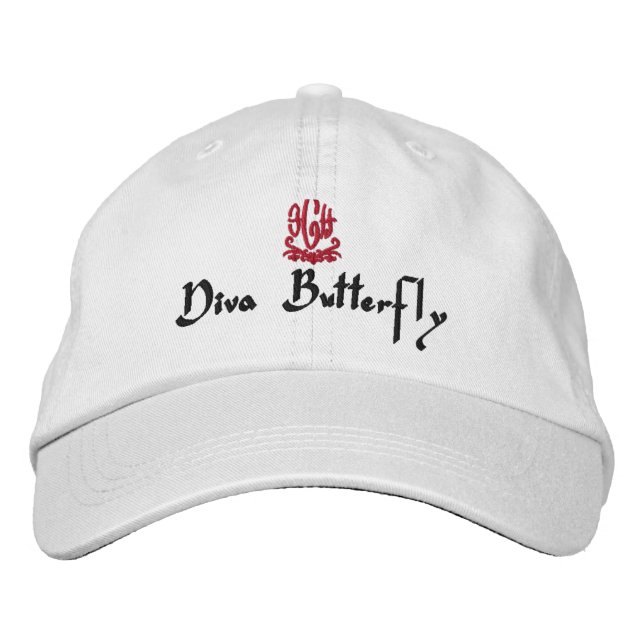 Casquette Brodée Papillon Diva blanc (Devant)