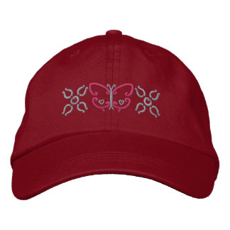 Casquette Brodée Papillon Et Fleurs