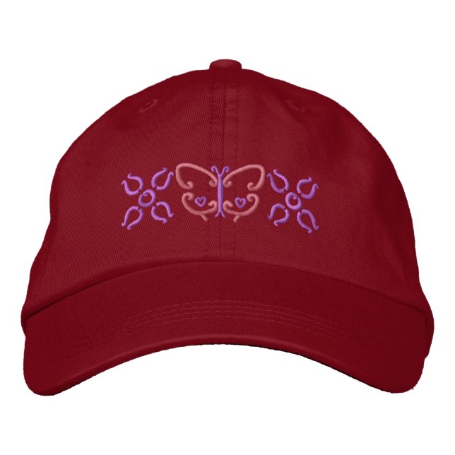 Casquette Brodée Papillon Et Fleurs (Devant)