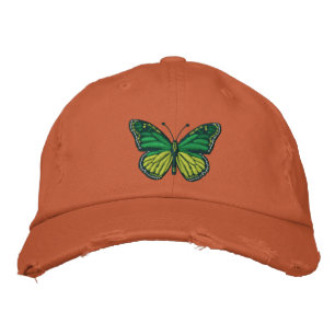 Casquette Brodée Papillon Monarque Pop Vert