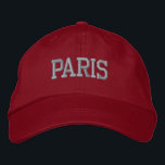 Casquette Brodée PARIS Broderie grise sur rouge<br><div class="desc">PARIS Chapeau en coton rouge brodé gris. Fait un merveilleux cadeau pour quiconque aime Paris France ! Si vous préférez avoir votre texte personnel, sélectionnez simplement le bouton « Personnaliser ce modèle » pour entrer votre choix de texte personnalisé. La broderie est également personnalisable avec d'autres choix de couleurs en...</div>