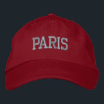 Casquette Brodée PARIS Broderie grise sur rouge<br><div class="desc">PARIS Chapeau en coton rouge brodé gris. Fait un merveilleux cadeau pour quiconque aime Paris France ! Si vous préférez avoir votre texte personnel, sélectionnez simplement le bouton « Personnaliser ce modèle » pour entrer votre choix de texte personnalisé. La broderie est également personnalisable avec d'autres choix de couleurs en...</div>