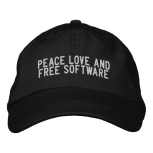 Casquette Brodée Peace Love and Free Software