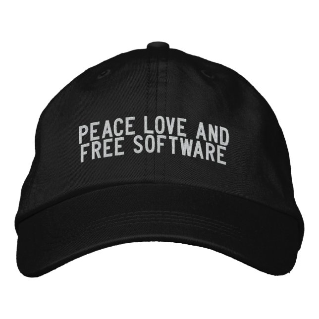 Casquette Brodée Peace Love and Free Software (Devant)