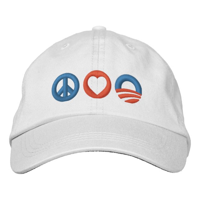 Casquette Brodée Peace Love Obama (Devant)
