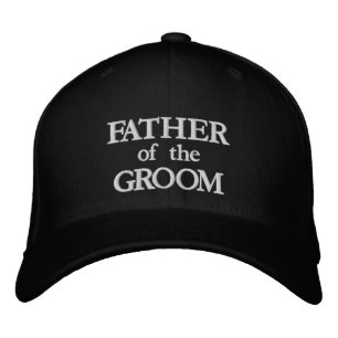 Casquette Brodée Père du Groom noir & blanc chic mariage