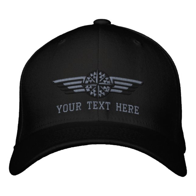 Casquette Brodée Personalized Northern Star Compass Pilot Wings (Devant)