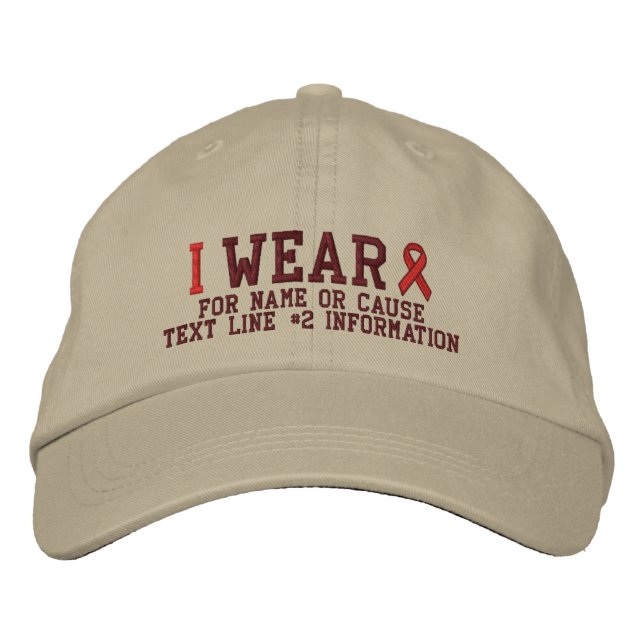 Casquette Brodée Personalized Red Ribbon Awareness Embroidery (Devant)