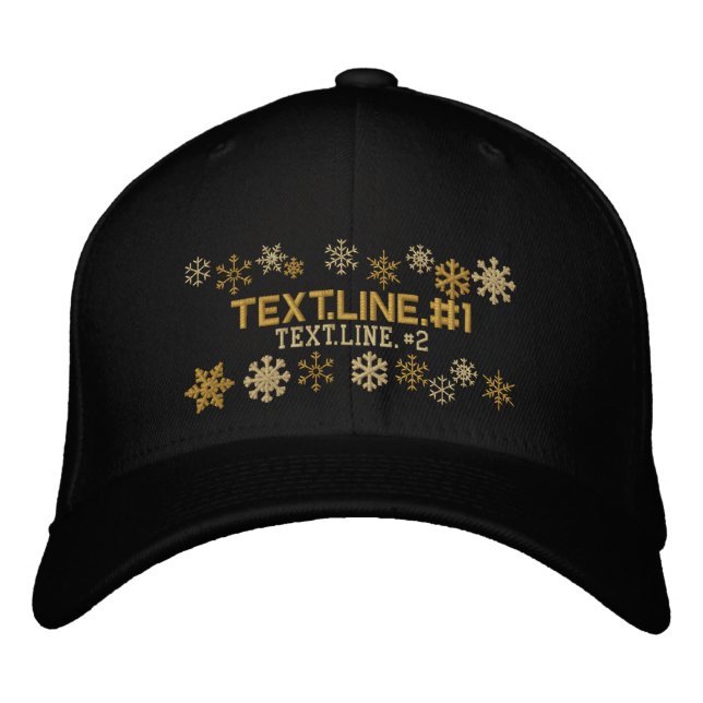 Casquette Brodée Personalized Two Text Lines Snowflakes Winter (Devant)