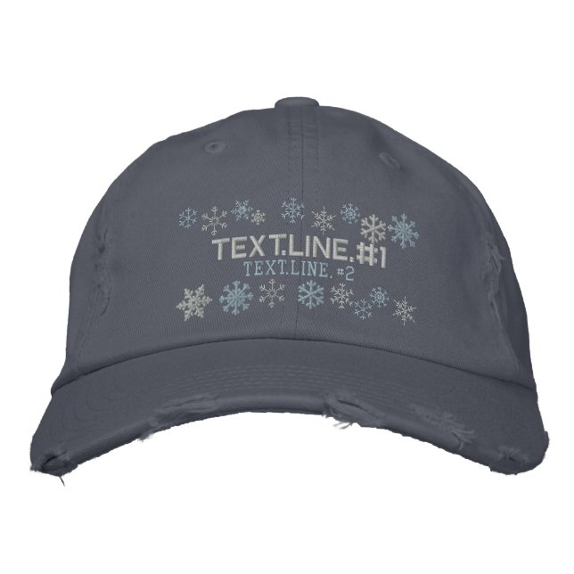 Casquette Brodée Personalized Two Text Lines Snowflakes Winter (Devant)