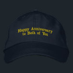 Casquette Brodée Personnalisé Happy Anniversaire à vous deux Casque<br><div class="desc">Ce casquette en coton de marine a le message sincère "Joyeux anniversaire pour vous deux", ce qui en fait un cadeau réfléchi pour les couples qui célèbrent leur journée spéciale. Le texte est magnifiquement brodé pour un look et une sensation premium. La casquette est conçue pour le confort avec une...</div>