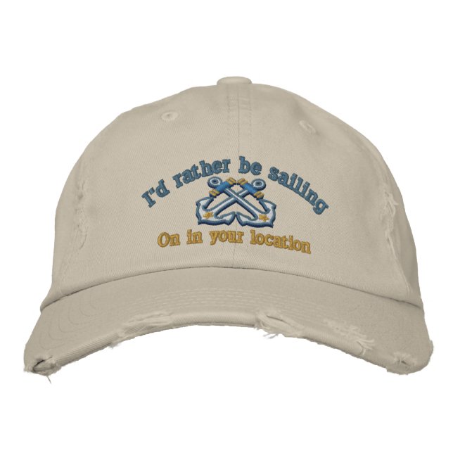 Casquette Brodée Personnalisé Nautical Je préfère naviguer (Devant)