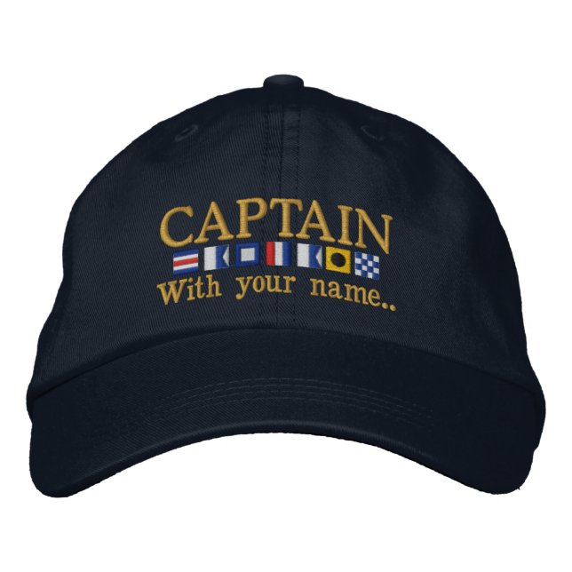 Casquette Brodée Personnalisé Votre Capitaine Drapeaux Nautiques (Devant)