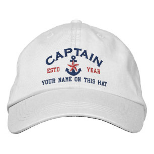 Casquette Brodée Personnalisé Votre Nom Année Capitaine Star Ancre