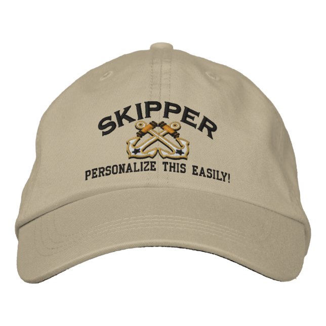 Casquette Brodée Personnaliser Ce Nom Emplacement Skipper Nautique (Devant)