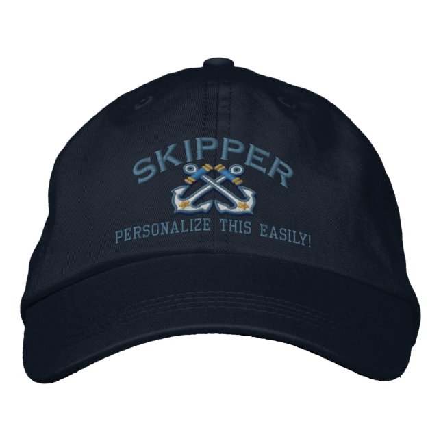 Casquette Brodée Personnaliser Ce Nom Emplacement Skipper Nautique (Devant)