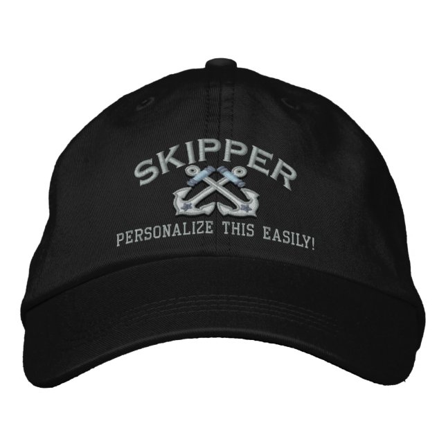 Casquette Brodée Personnaliser Ce Nom Emplacement Skipper Nautique (Devant)