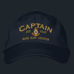 Casquette Brodée Personnaliser pour le nom d'année Capitaine Ancre<br><div class="desc">Un capitaine de sauvetage personnalisé ancre broderie style nautique. Un casquette de baseball décontracté et original, brodé à la mode, ne manquera pas de faire une impression sur, ou hors du bateau. Voici une sélection de casquettes de baseball décontractés brodés sur mesure ; dans un style nautique, vous pouvez facilement...</div>