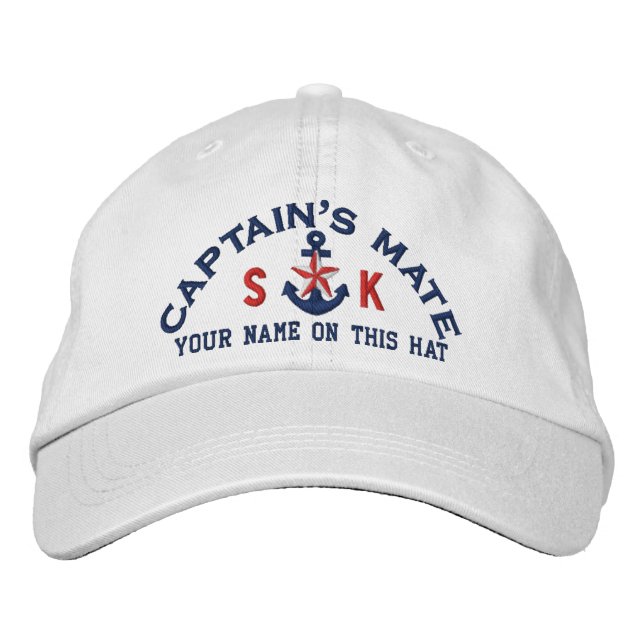 Casquette Brodée Personnalized Initial Texte du capitaine Mate Star (Devant)